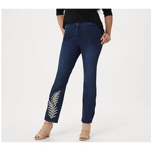 NEW Dennis Basso Stretch Denim Slim Leg Zip front Jeans Sz 20 #75387